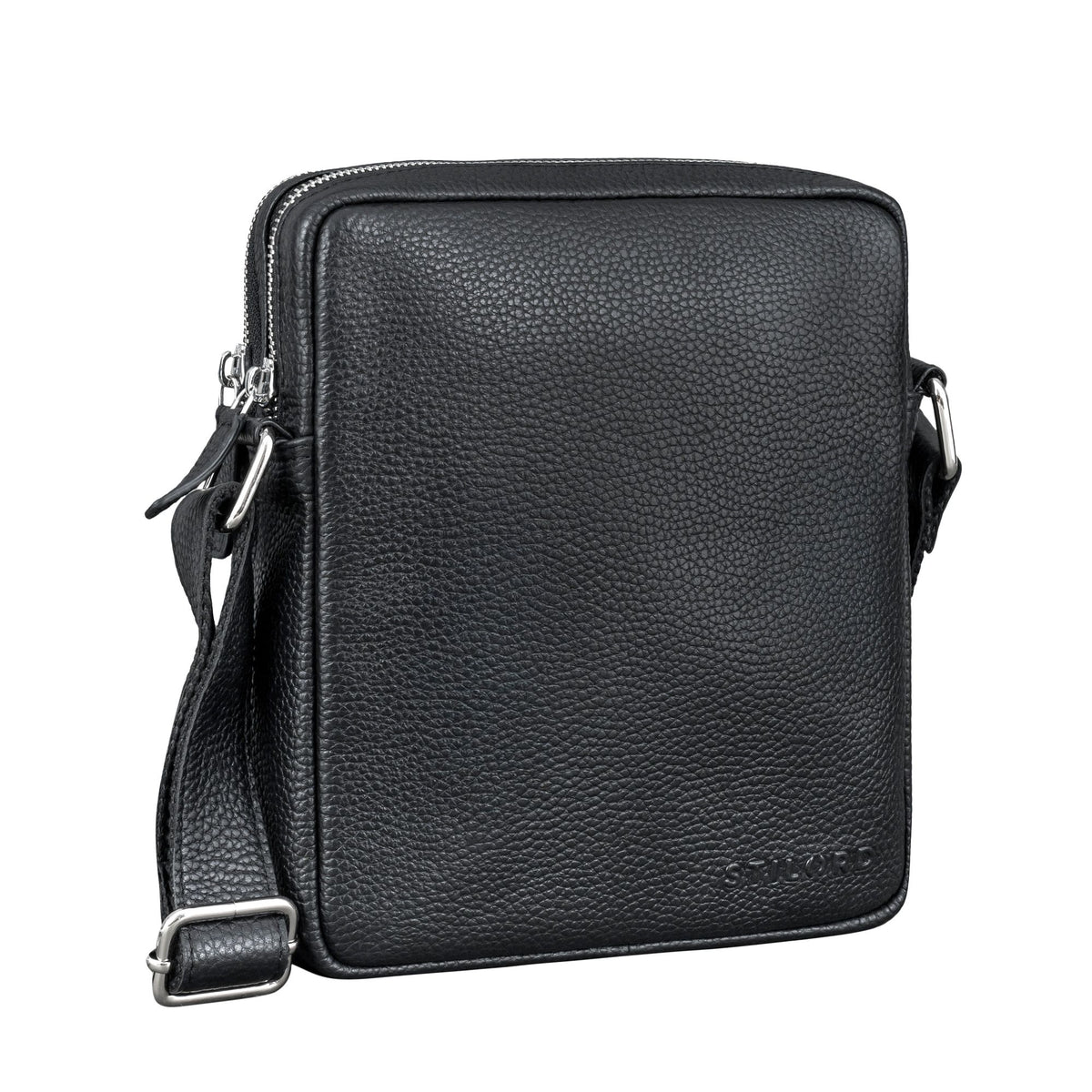 Kleine Schwarze Leder Männerhandtasche für 8 - 8,4 Zoll Tablet