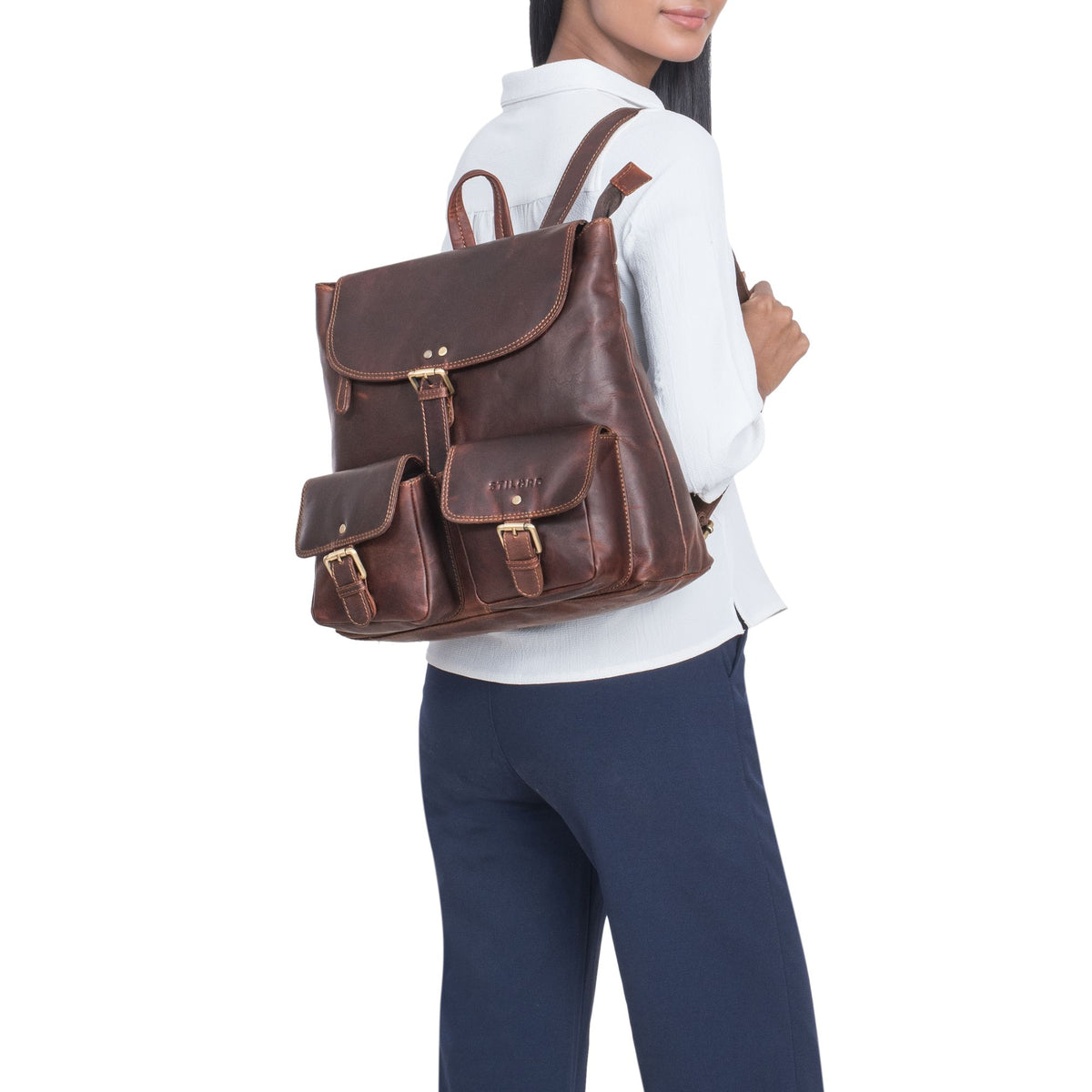Damenrucksack Leder braun