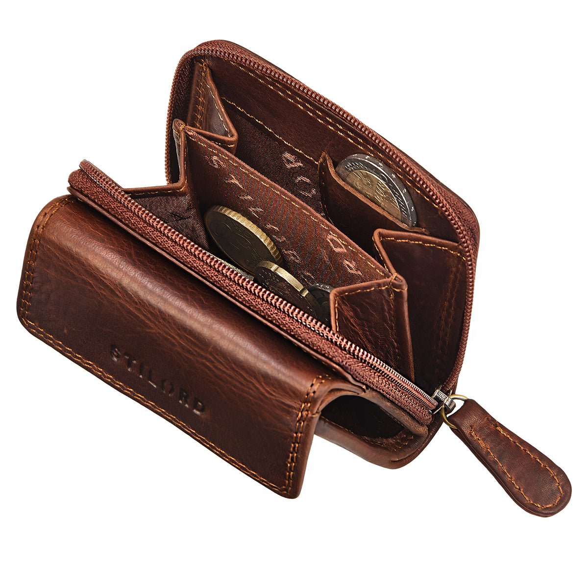 leder geldbörse damen cognac klein