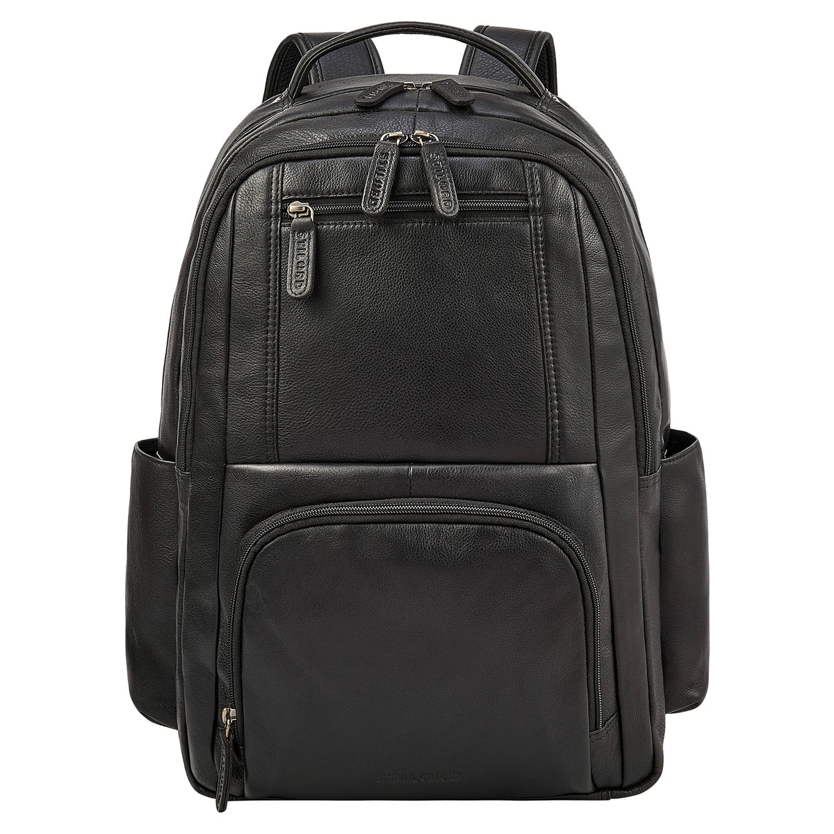 Großer Business Rucksack Herren Leder Schwarz mit Laptopfach 16 Zoll