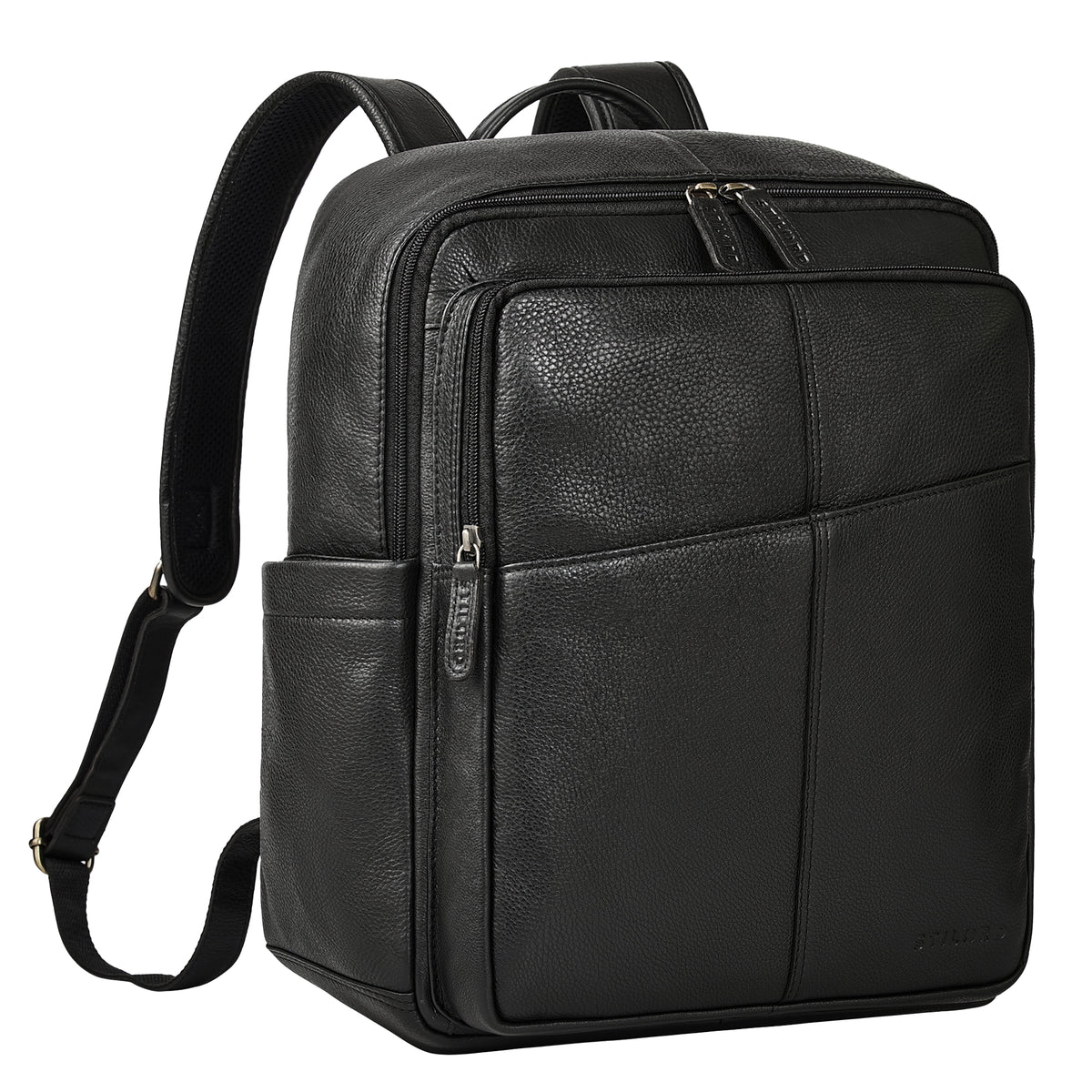 Lederrucksack Herren schwarz für 15,6 Zoll Laptop
