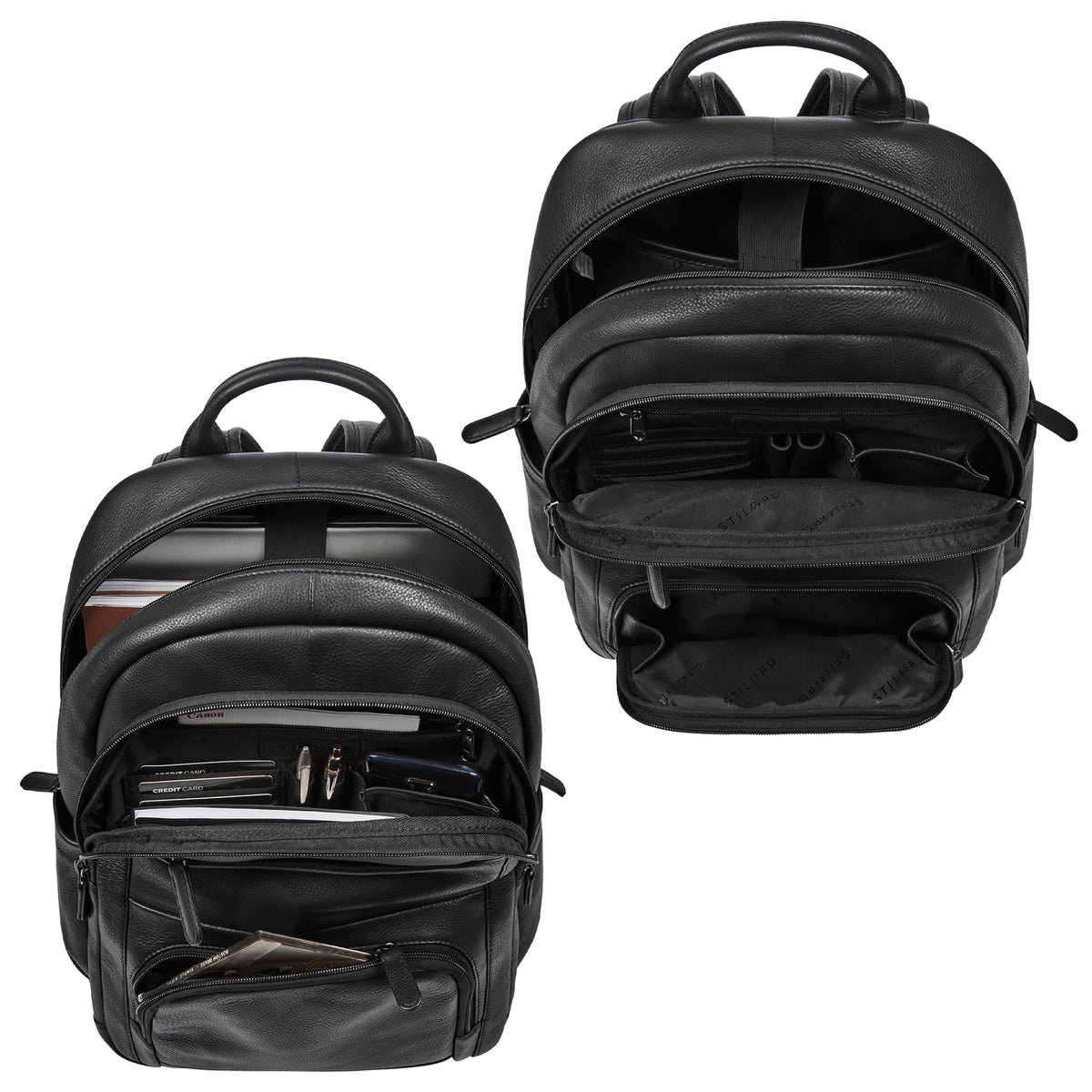 laptop leder rucksack groß herren schwarz