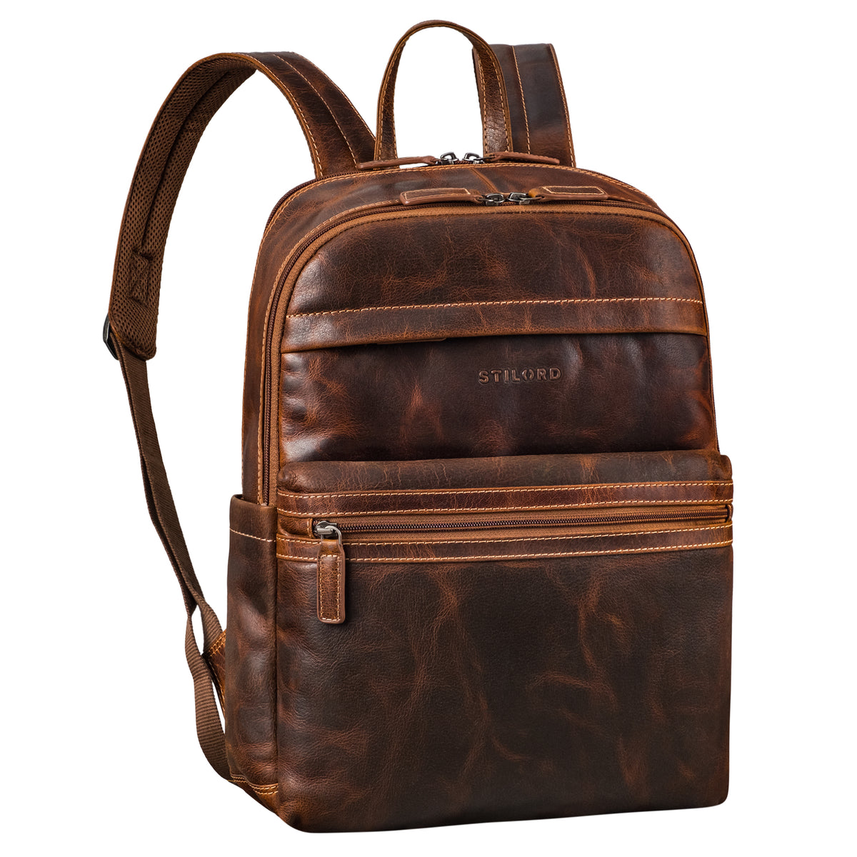 Dunkelbrauner Echtleder Rucksack Damen mit Laptopfach 15.6 Zoll