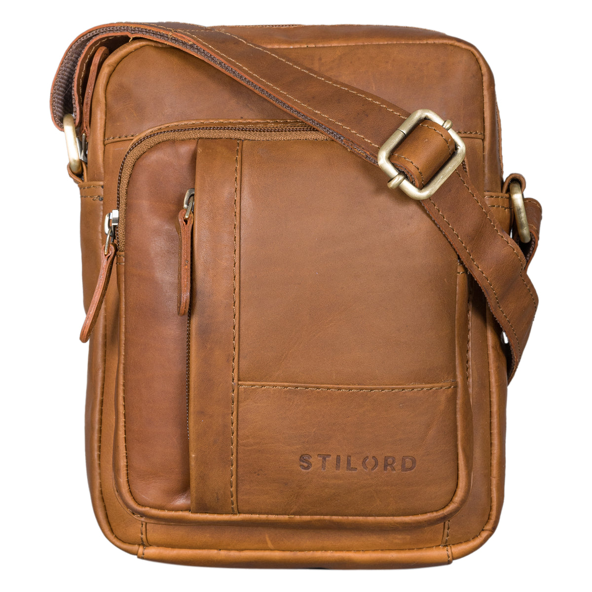 Herren Ledertasche zum Umhängen Braun hell