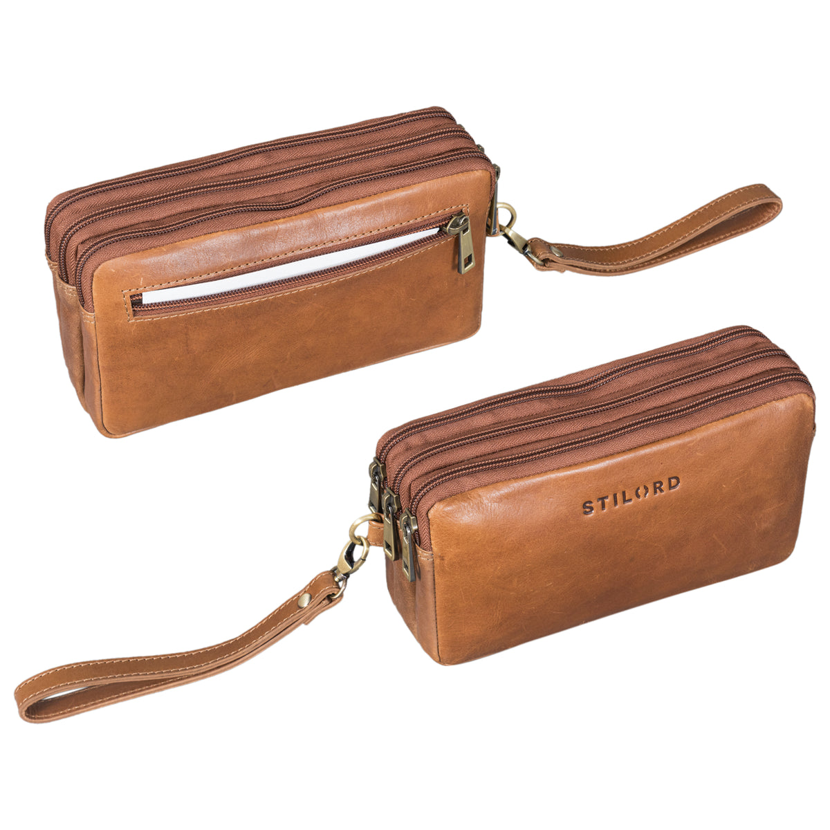 Männer Handtasche dunkel-braun Leder