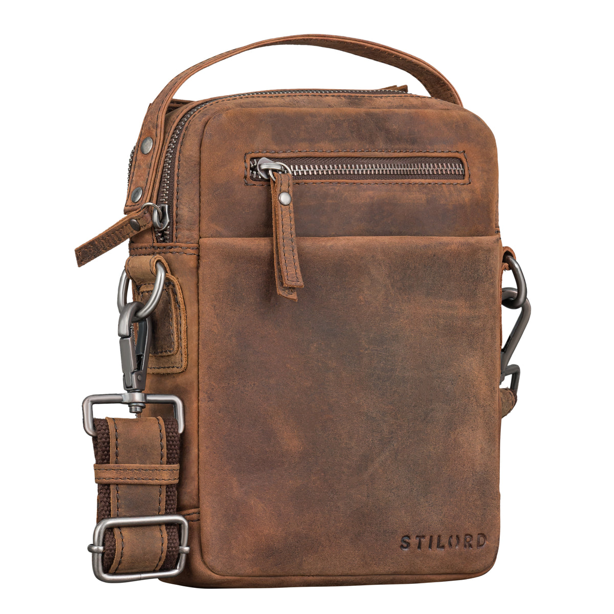 Leder Messenger Bag klein braun herren