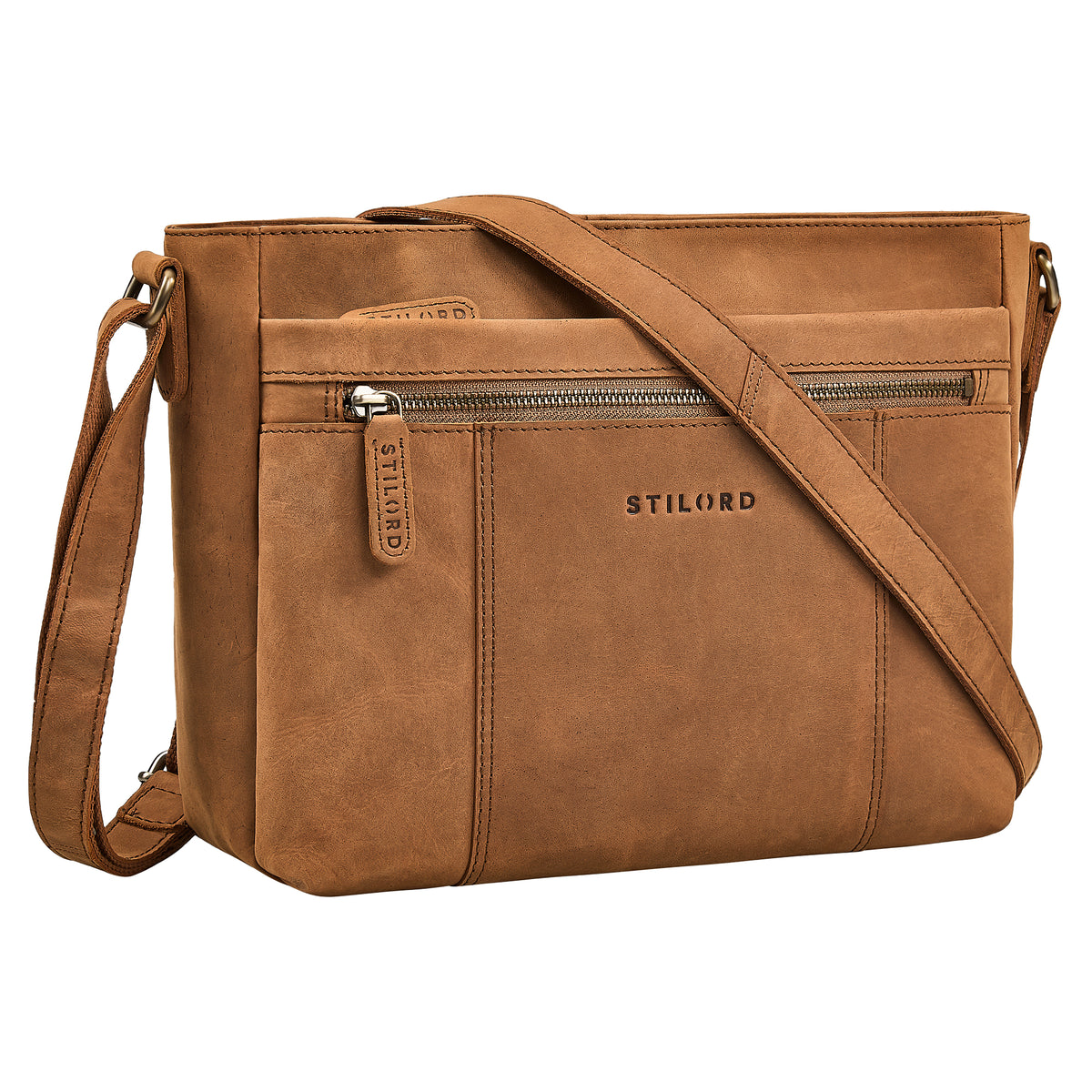 Hellbraune Mittelgroße Ledertasche Damen für 13 Zoll Tablet