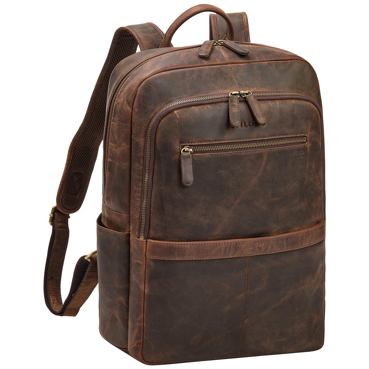 Großer Laptop Rucksack Leder 13 - 17.3 Zoll Damen und Herren Dunkel Braun