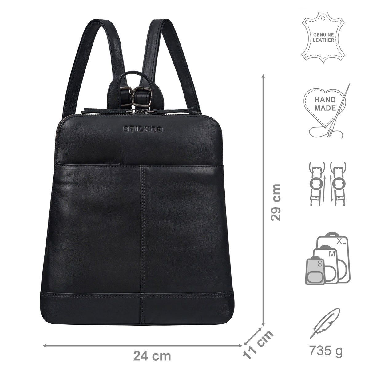 Leder Rucksack schwarz Damen
