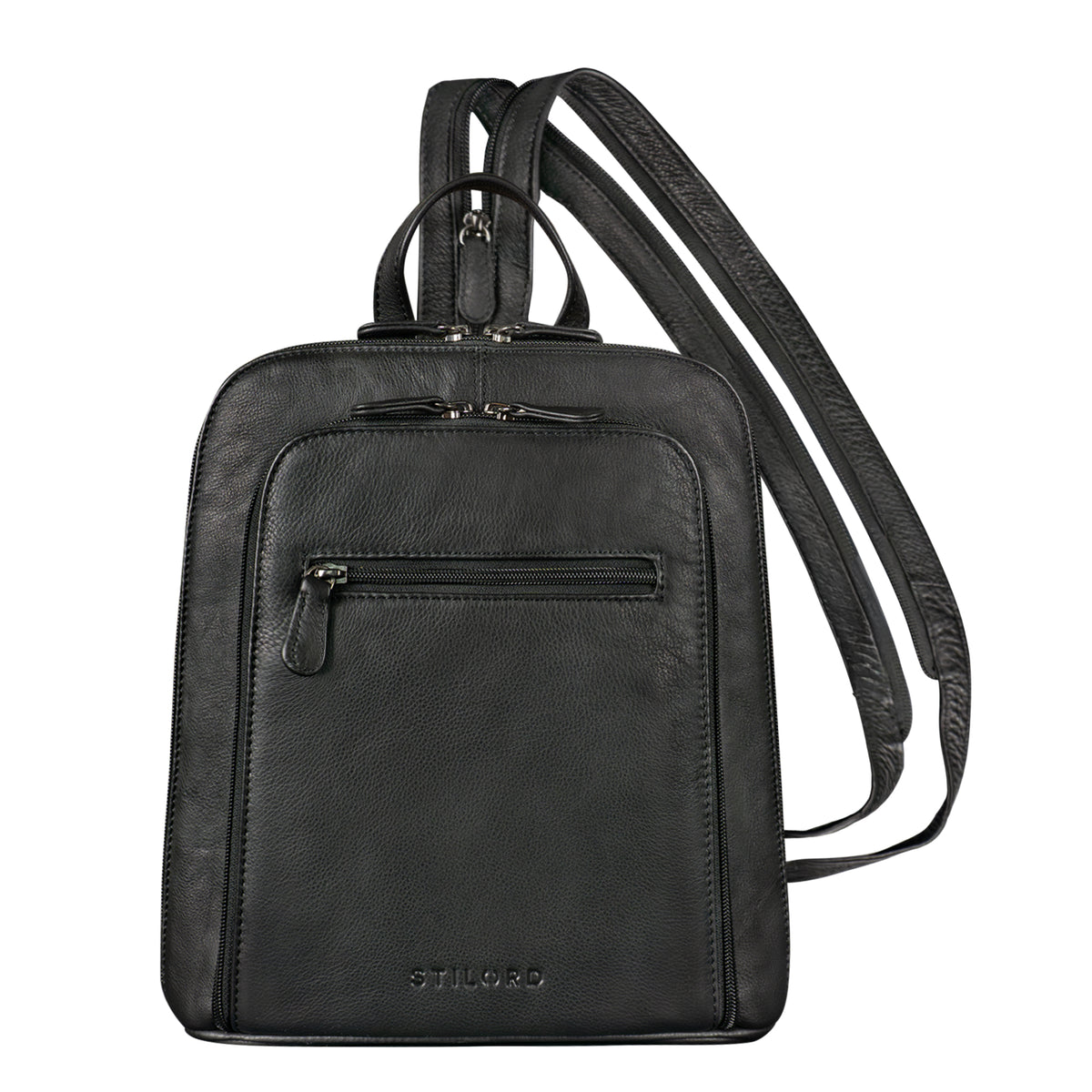 Kleiner schwarzer City Rucksack Damen Leder