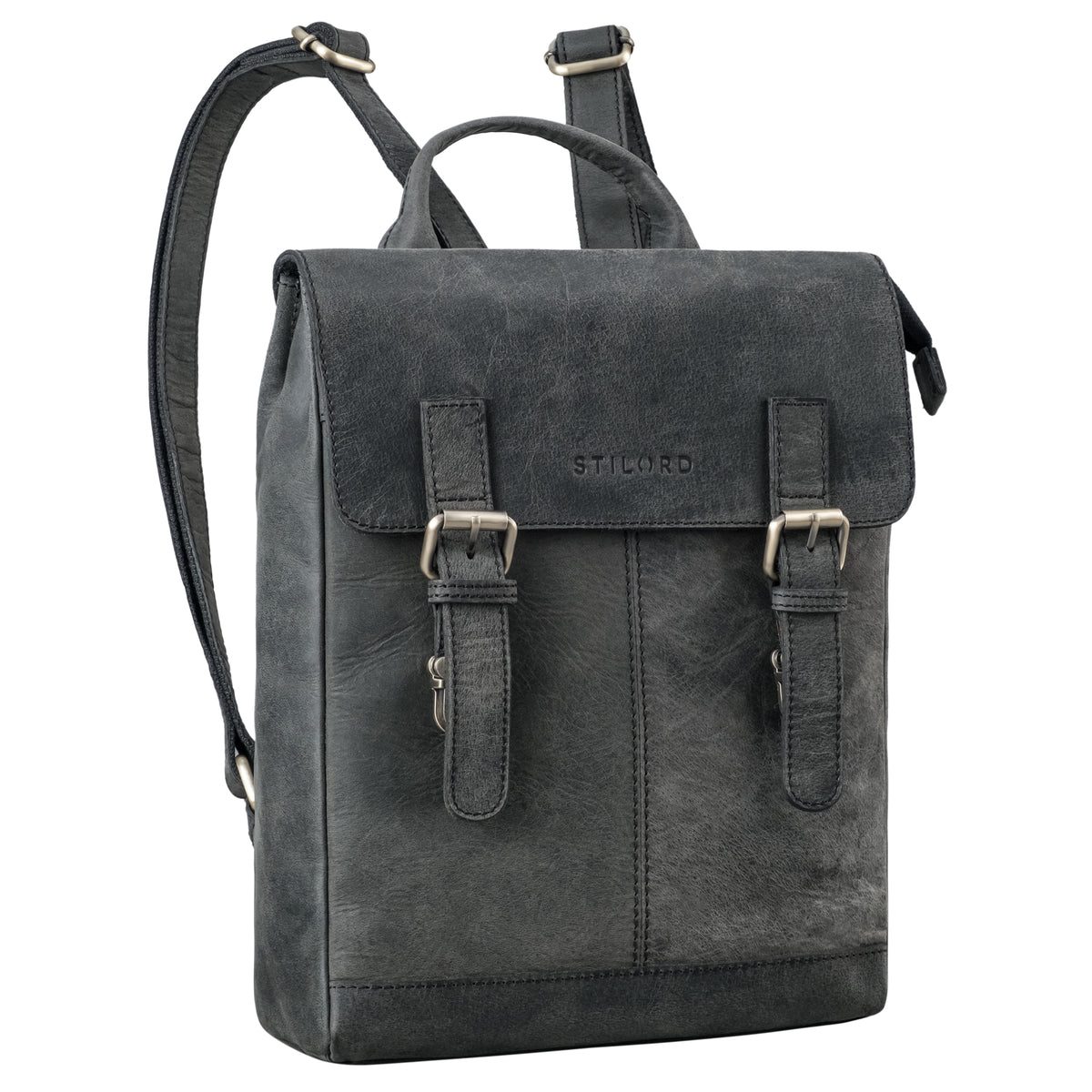 kleiner leder rucksack damen grau antharzit tablet 13 zoll