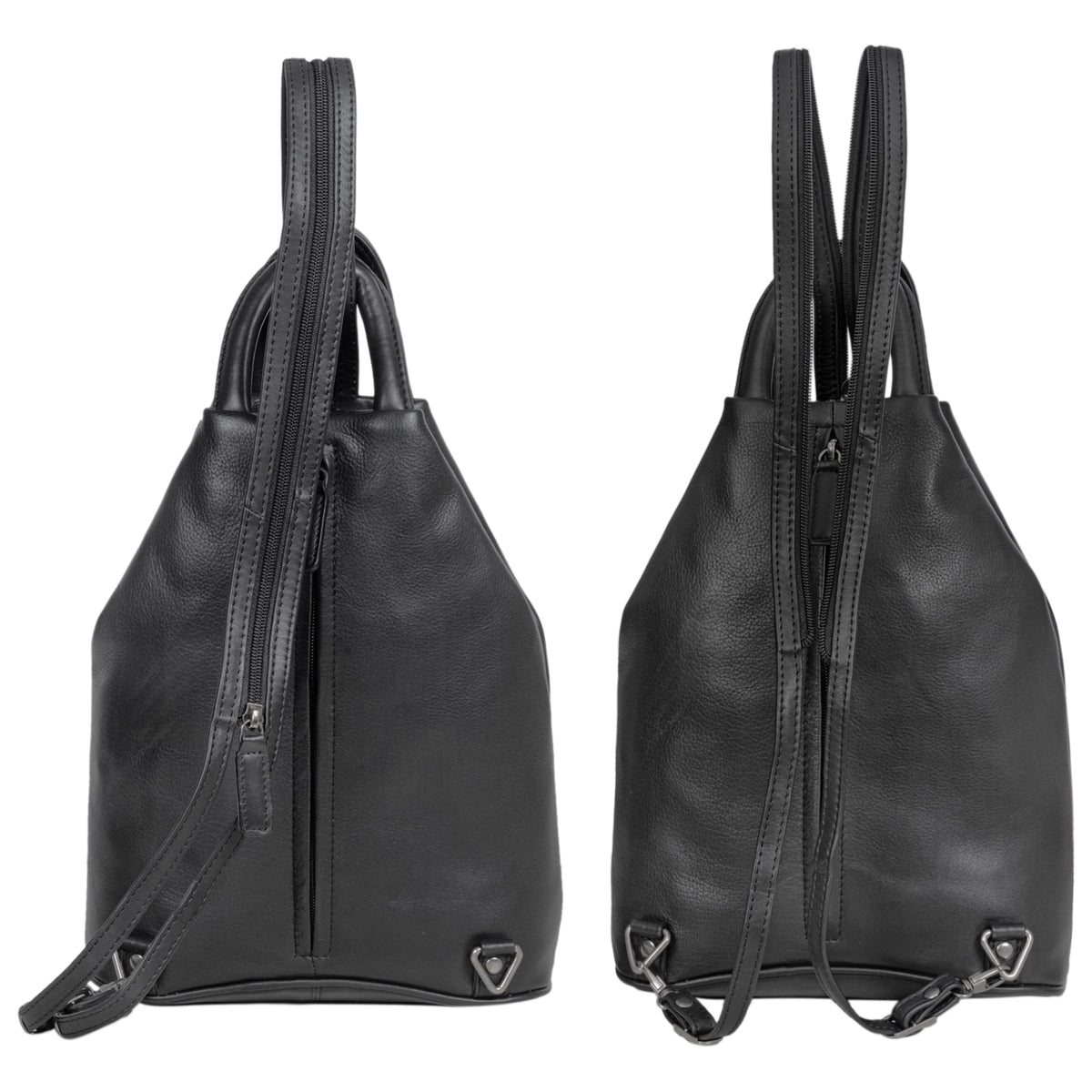 Leder Rucksack klein schwarz