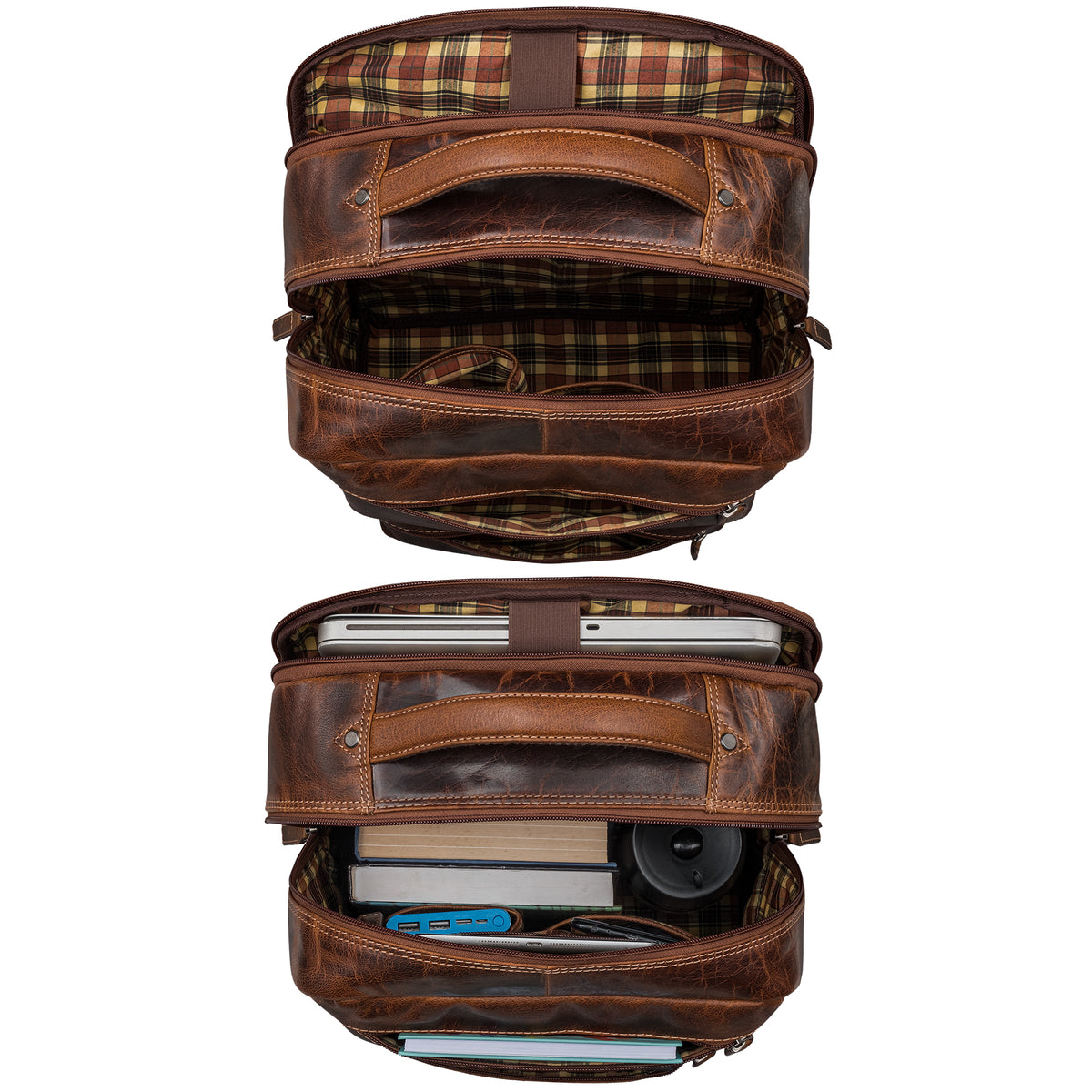 echt leder rucksack mit laptoptasche braun