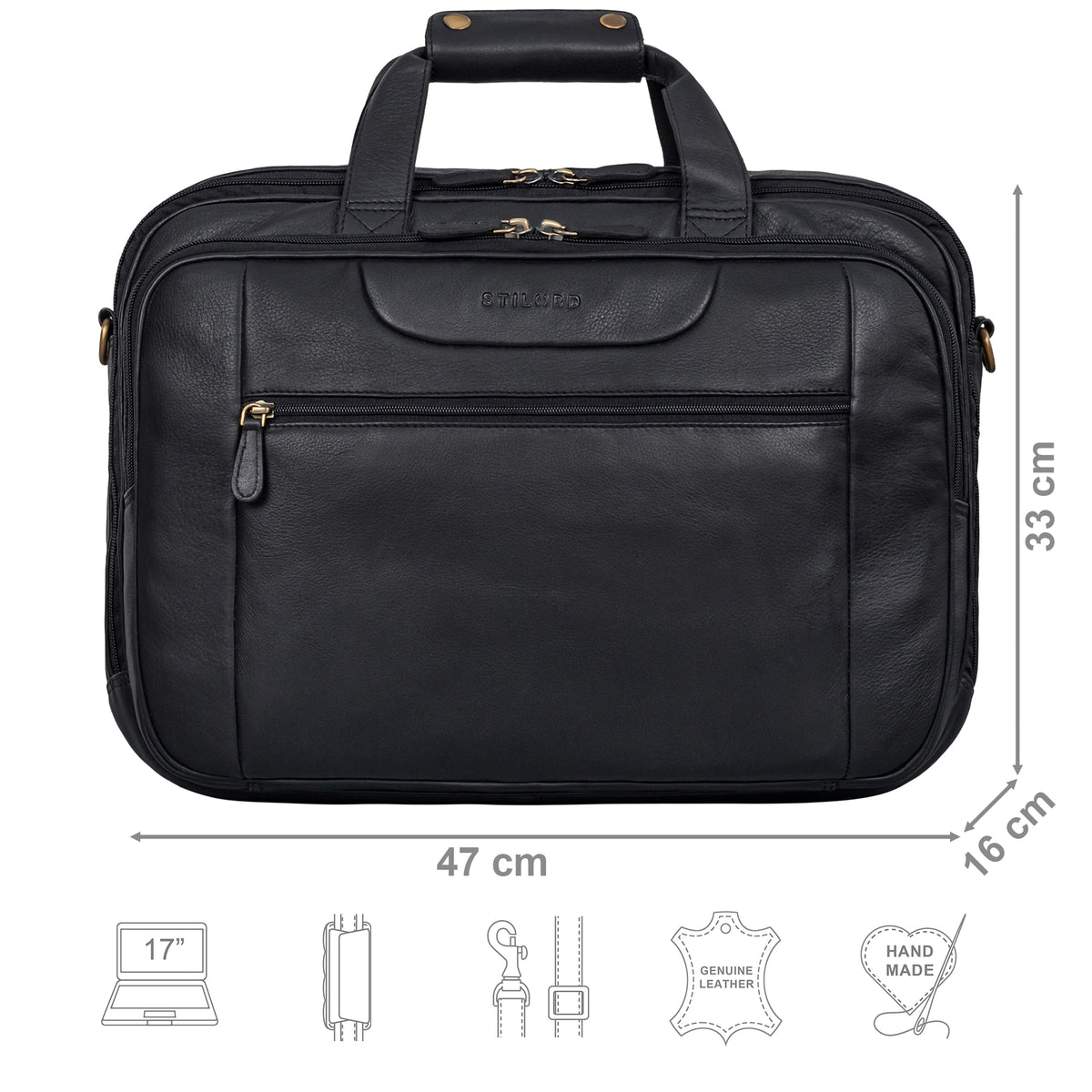 Moderne Aktentasche Leder schwarz