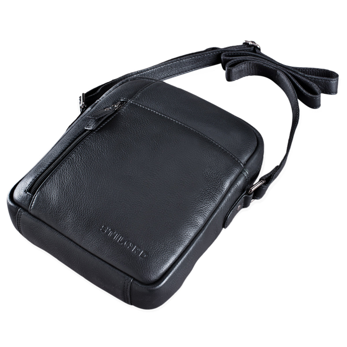 Leder Messenger Bag schwarz