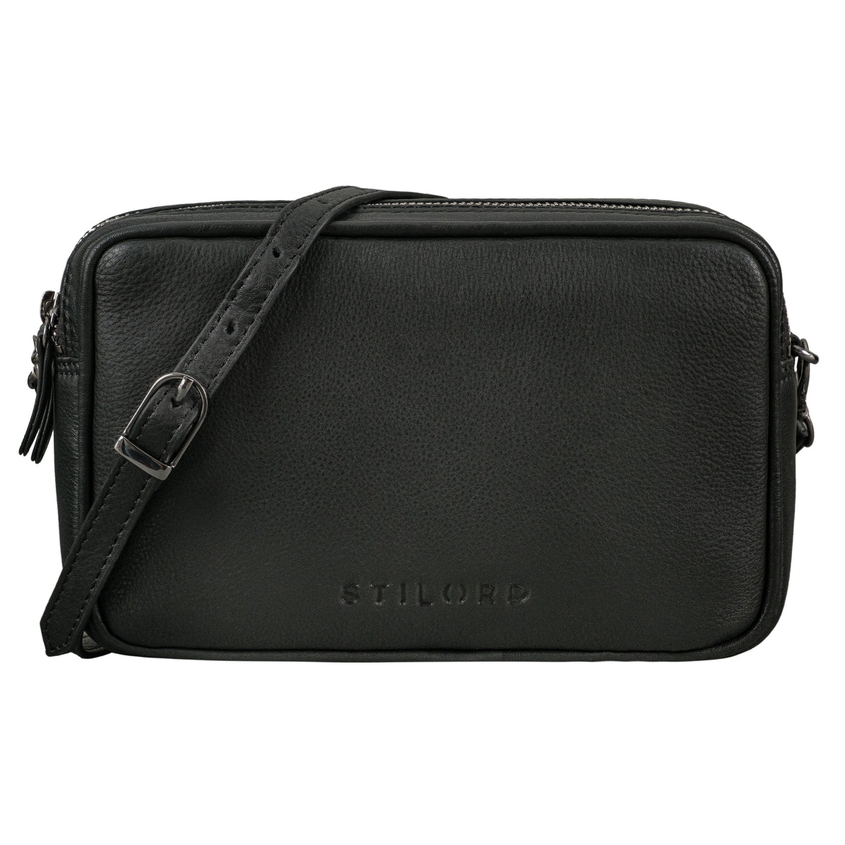 Crossbody Bag Leder Damen schwarz