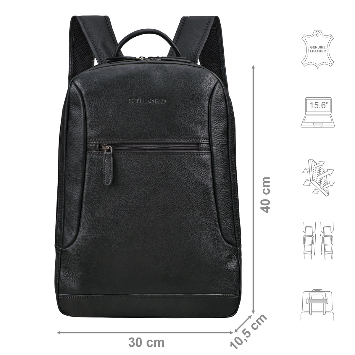 schwarzer Lederrucksack für die Arbeit