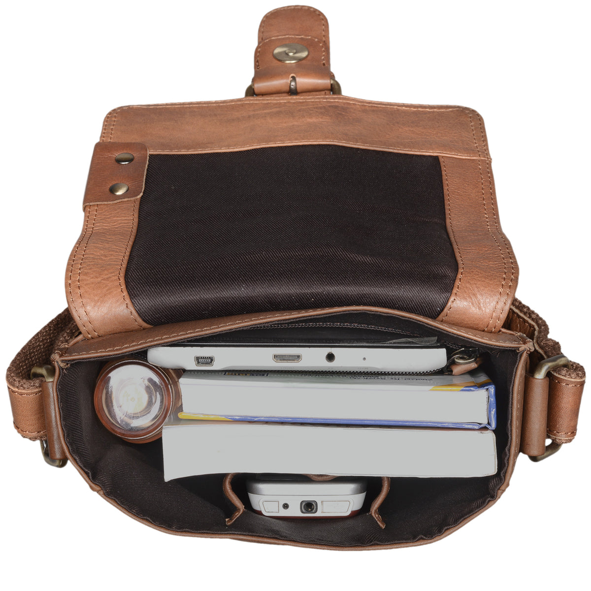 Kleine Leder Umhängetasche braun