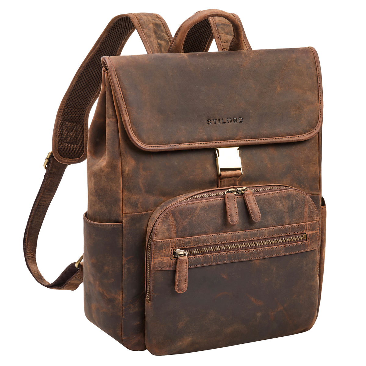 Vintage Leder Rucksack dunkel-braun Groß für 15.6 Zoll Laptop Damen & Herren