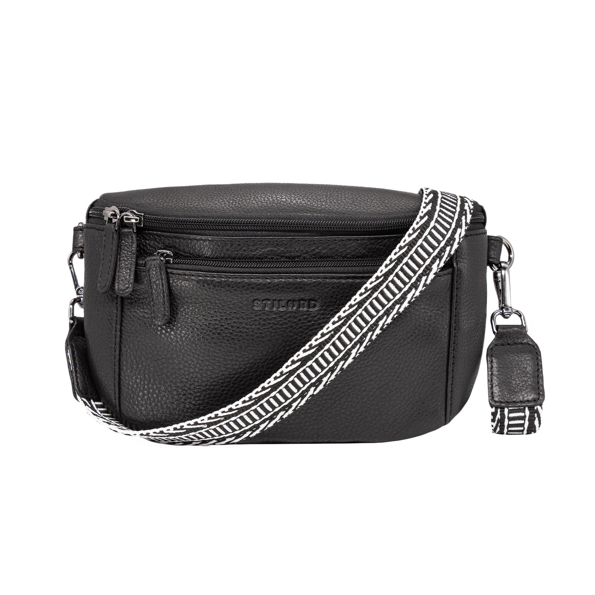 schwarze Leder bauchtasche damen mit wechselgurt