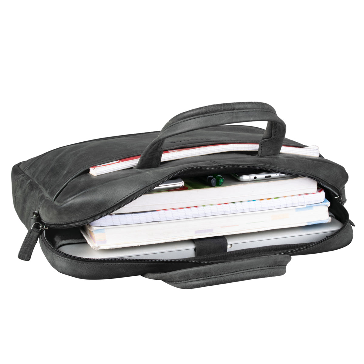 Businesstasche Leder 15.6 Zoll grau