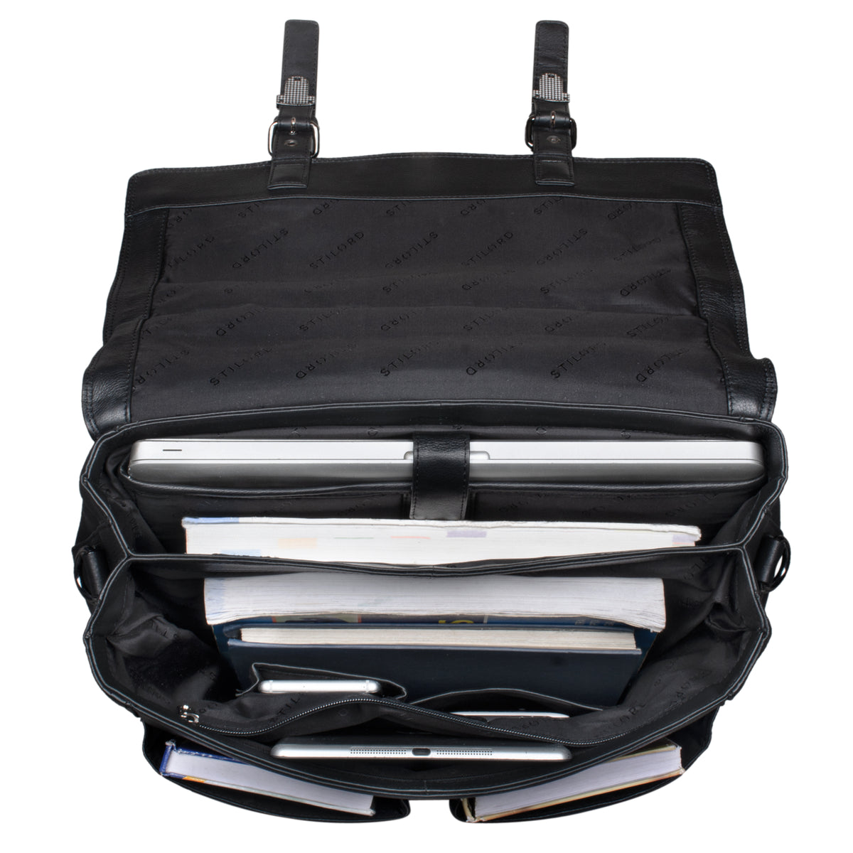 Laptoptasche 15.6 Zoll Businesstasche Leder schwarz
