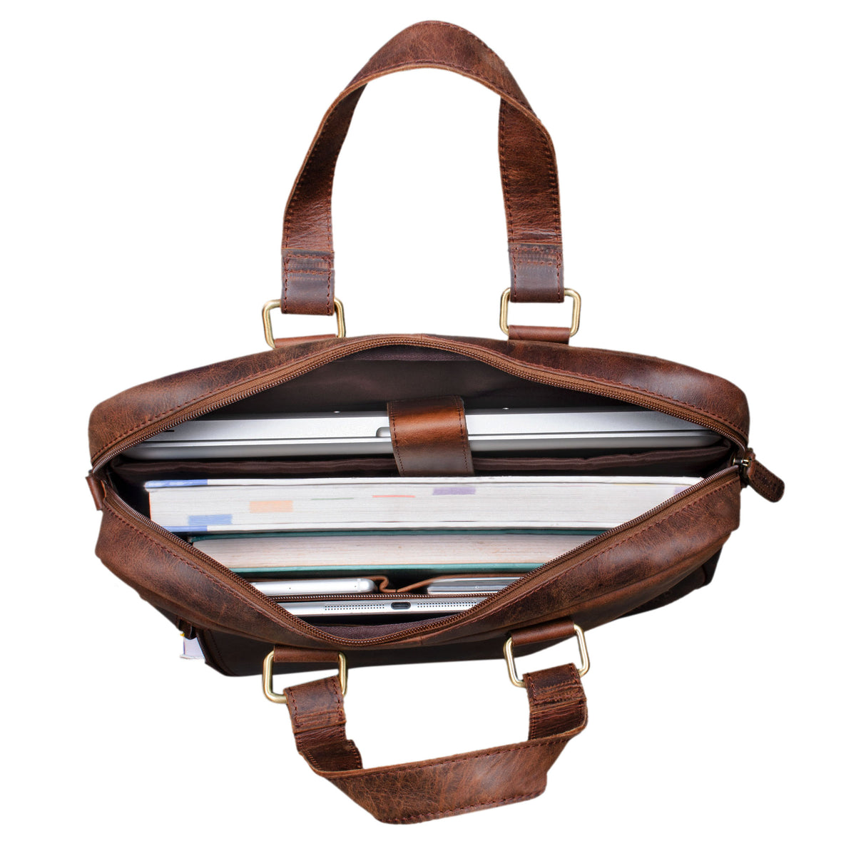 Braune Ledertasche Aktentasche für Damen