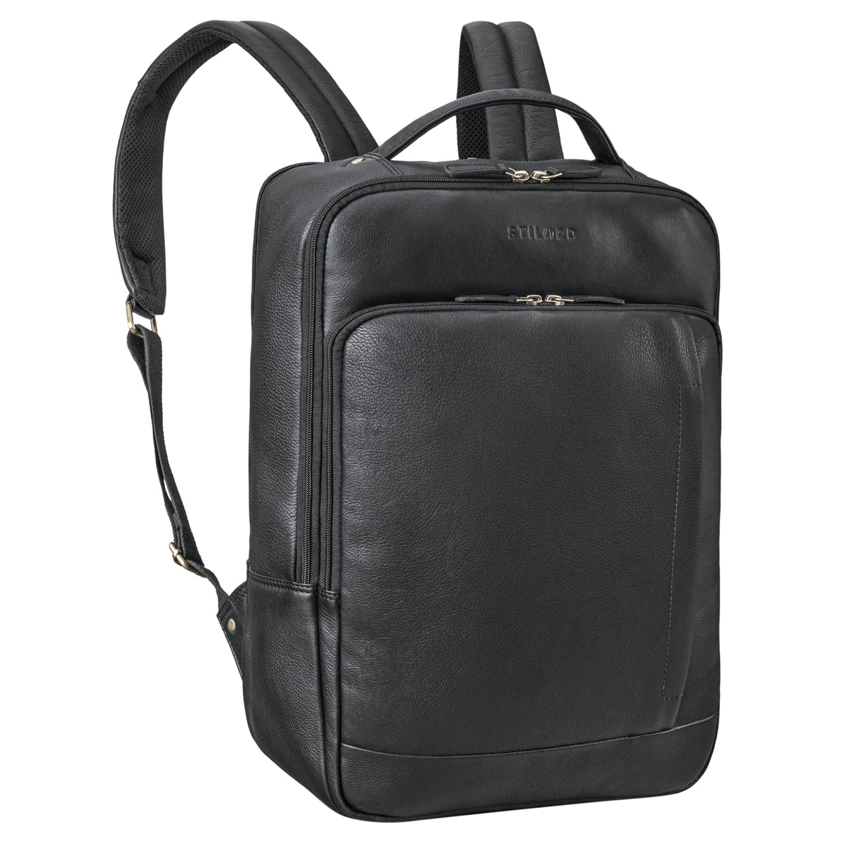 Laptoprucksack Leder groß schwarz für Herren und Damen