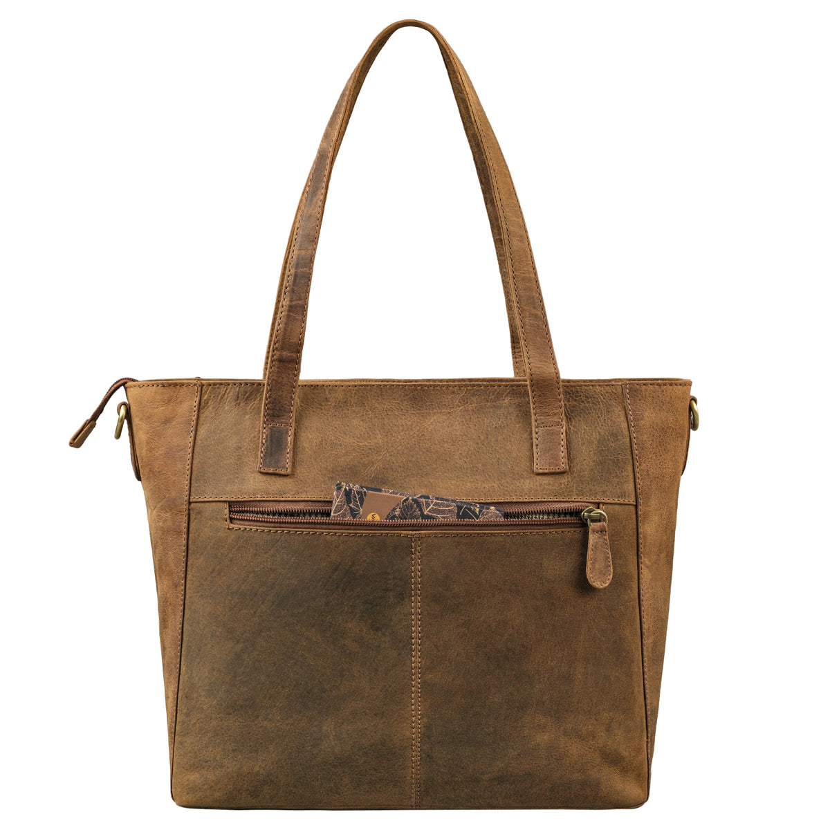 Tote Bag Leder braun aus der Rückansicht