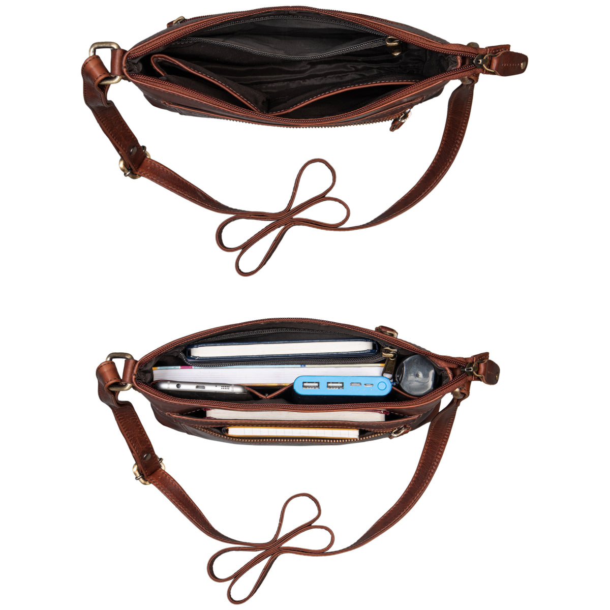 Ausgehtasche cognac braun elegant büffelleder