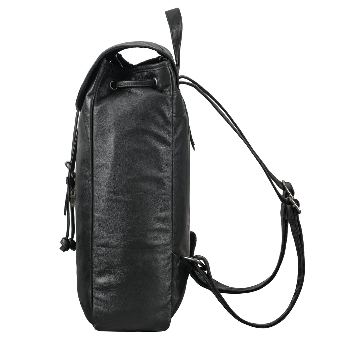 Retro Rucksack Damen Leder schwarz