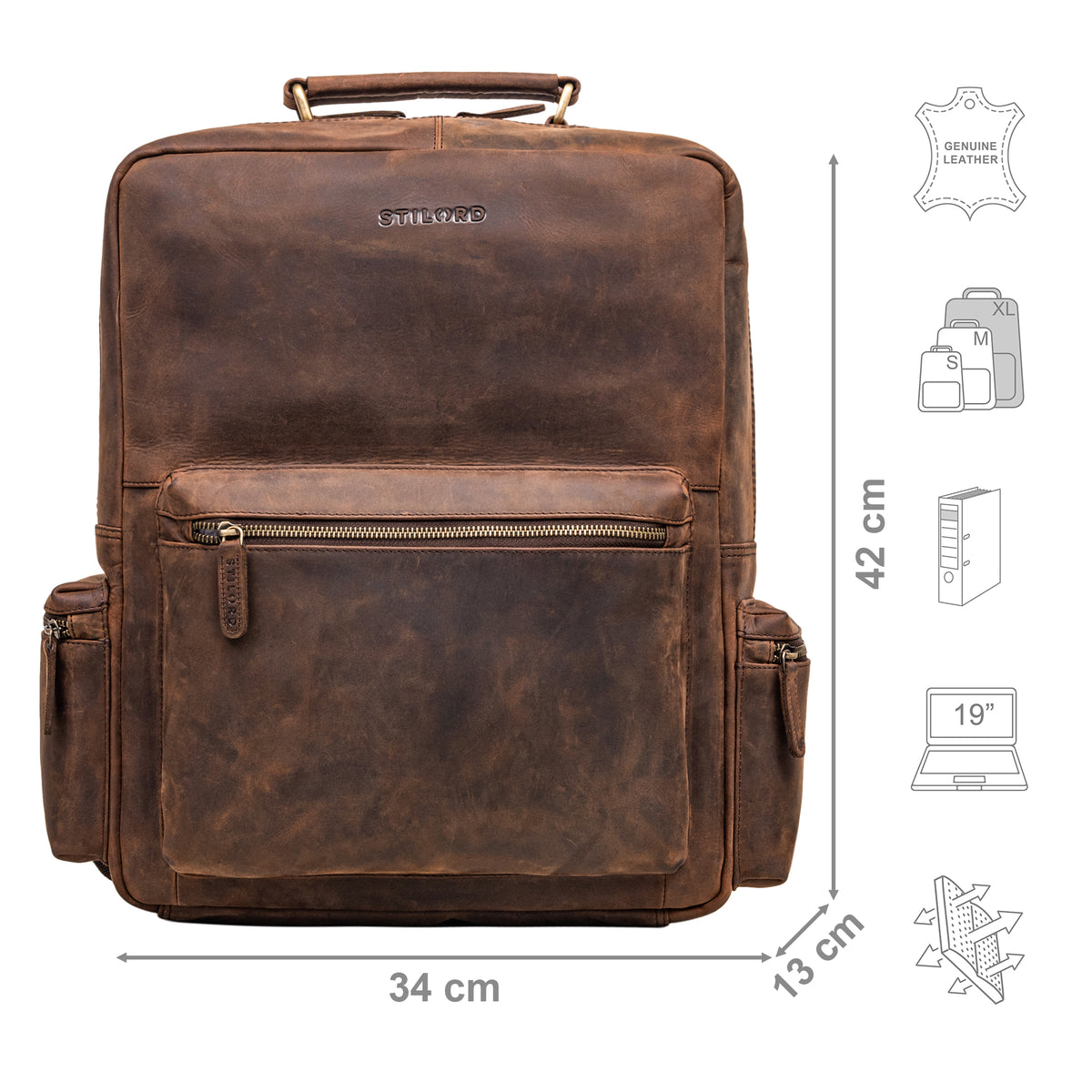 Lederrucksack Herren und Damen Groß