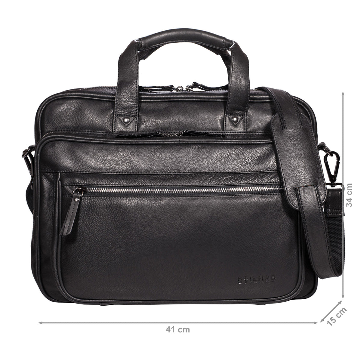 Bürotasche Schwarz Leder
