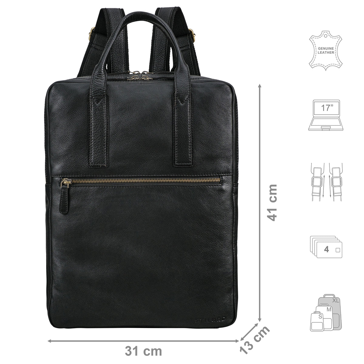 Business Rucksack schwarz Leder