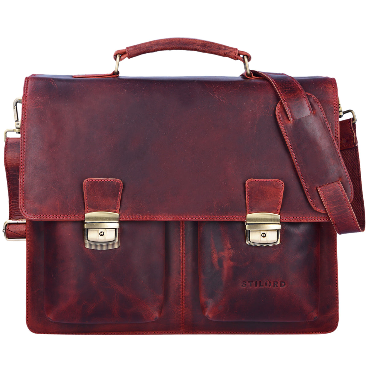Retro Businesstasche Leder rot - braun