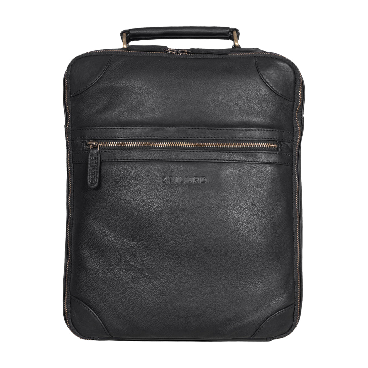 City-Rucksack Leder Damen schwarz