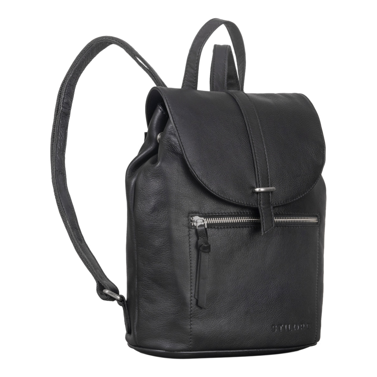 Kleiner Damenrucksack Leder schwarz