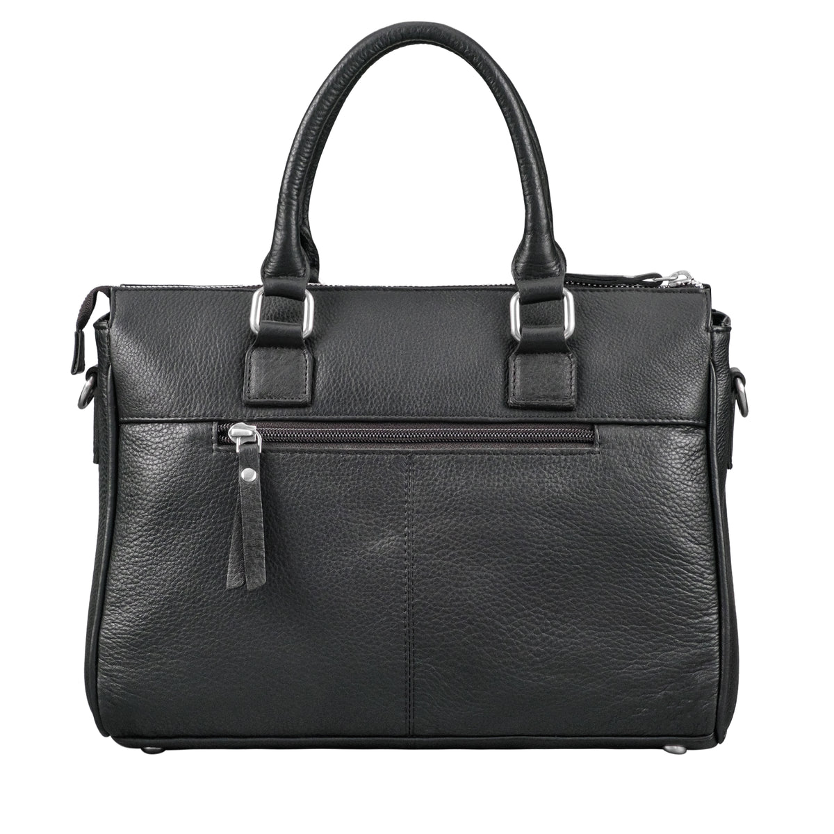 Damen Tote Bag Leder schwarz aus der Rückansicht