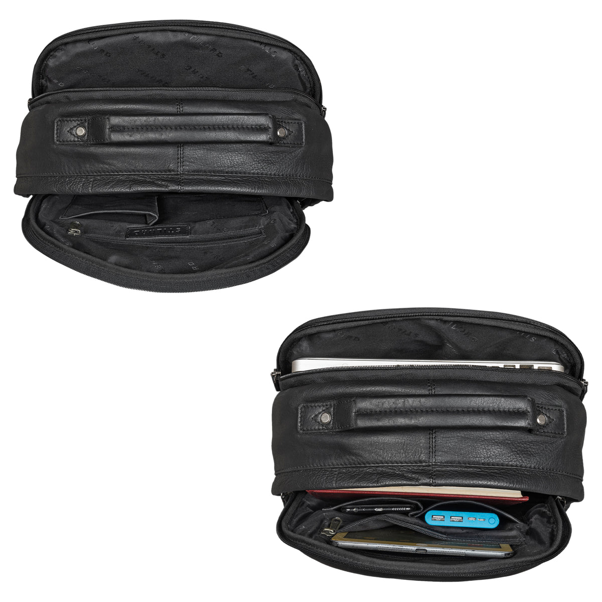 Lederrucksack Damen schwarz