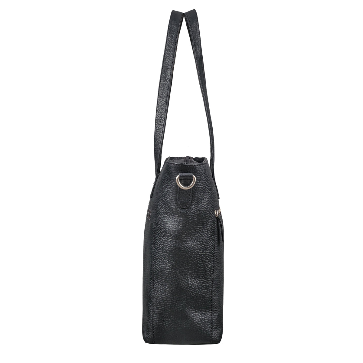 Leder Handtasche schwarz aus der seitlichen Perspektive