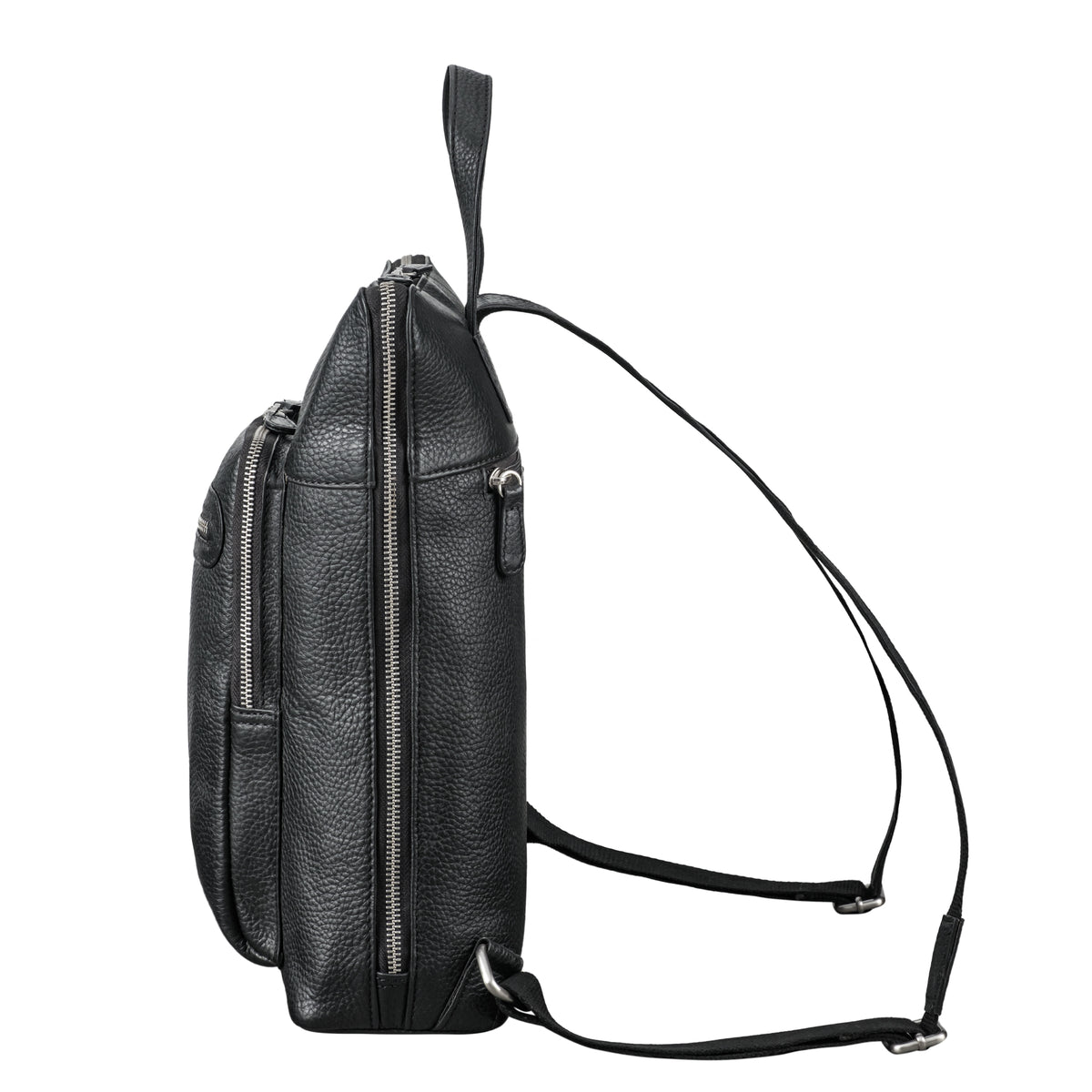 Kleiner Damenrucksack schwarz mit vielen Fächern