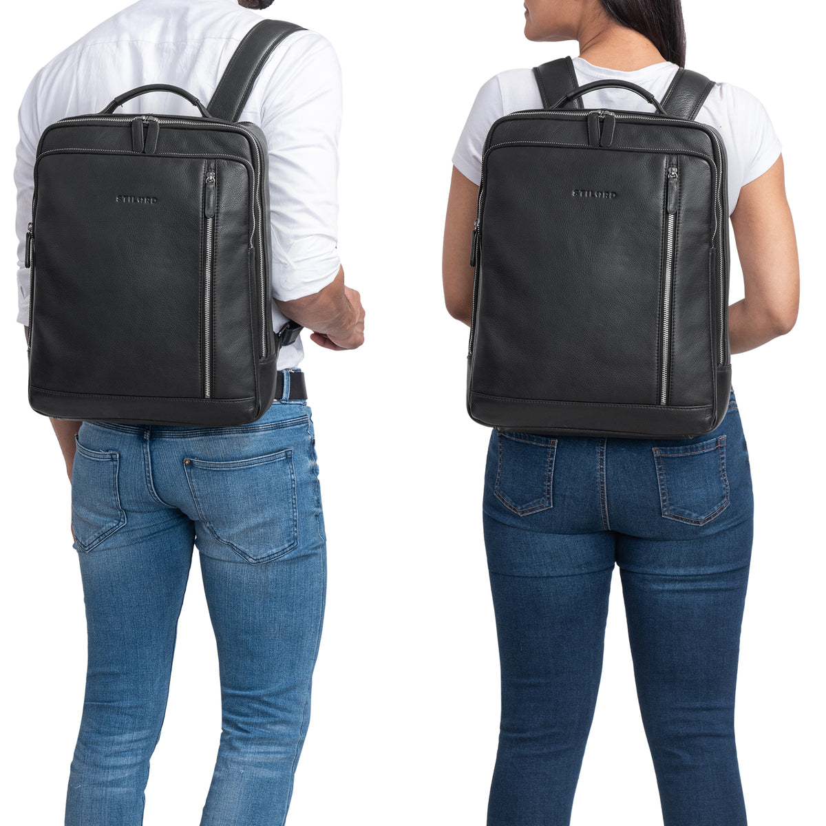Grosser Fahrrad Rucksack echtes Leder schwarz