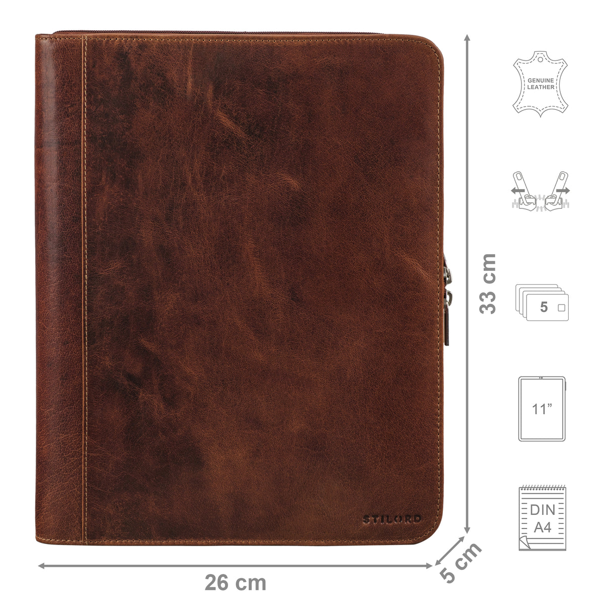 Leder Dokumentenmappe cognac