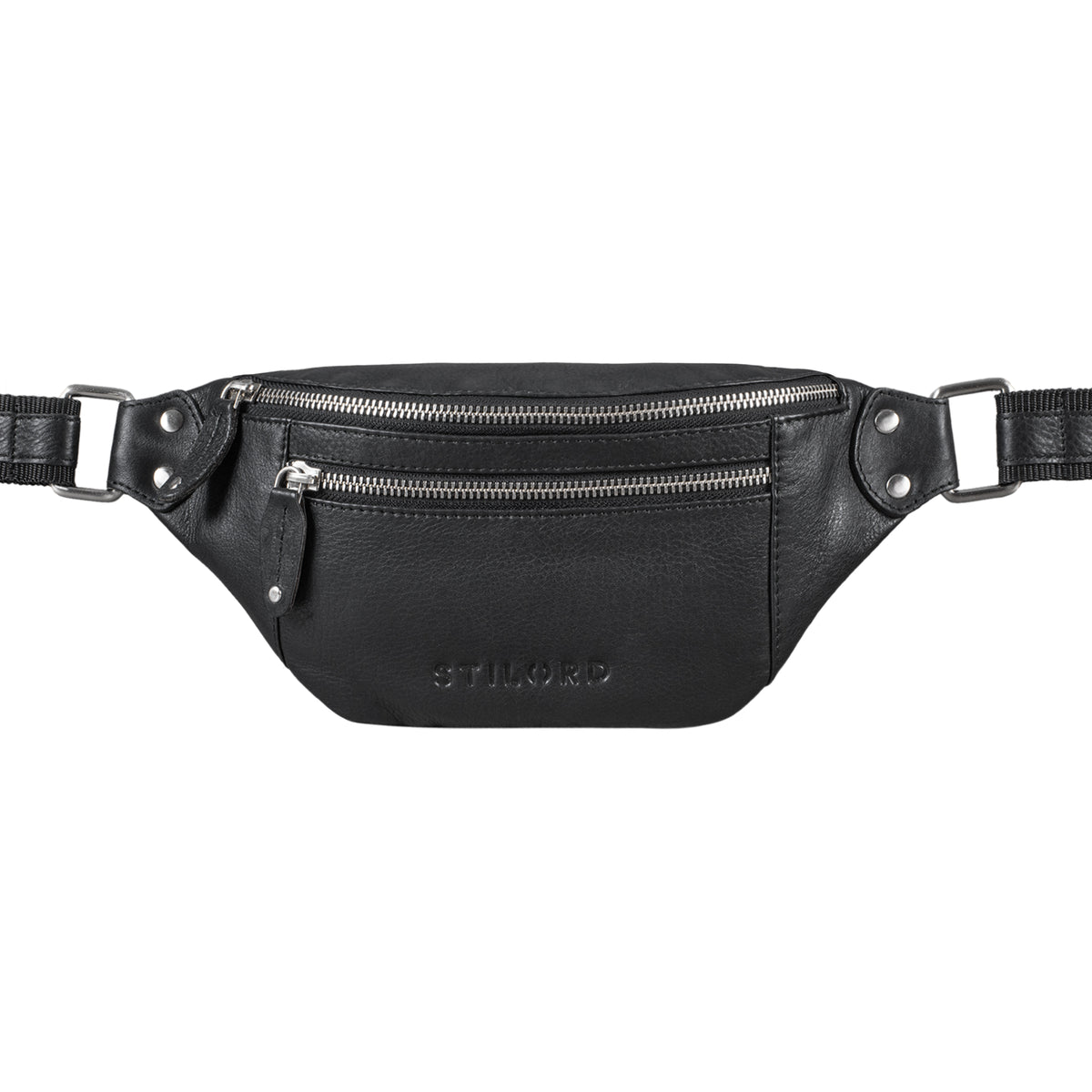 Elegante Echtleder Leder hüfttasche schwarz