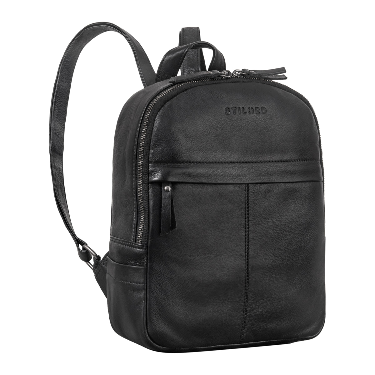 Kleiner damen lederrucksack schwarz