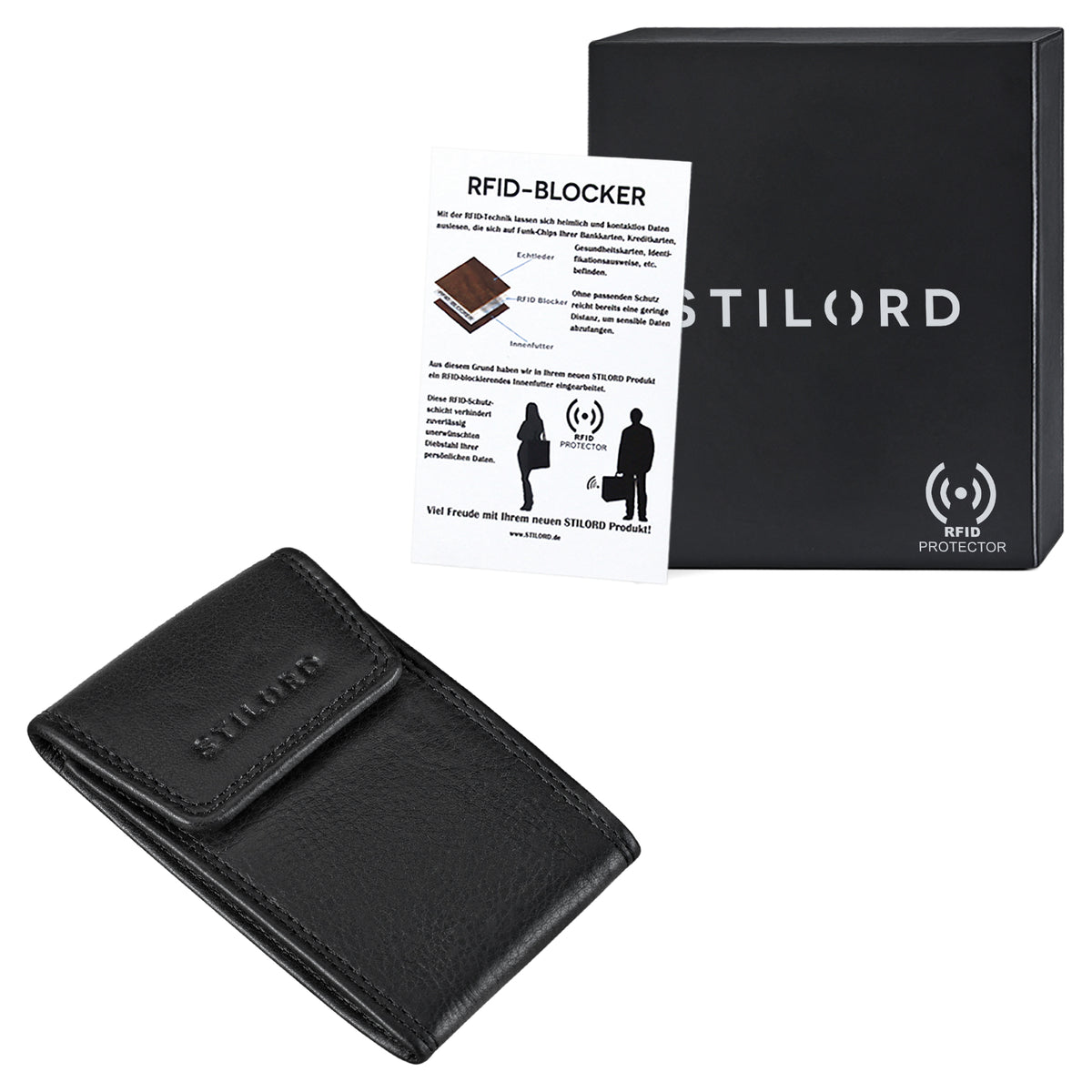Leder Geldbörse schwarz