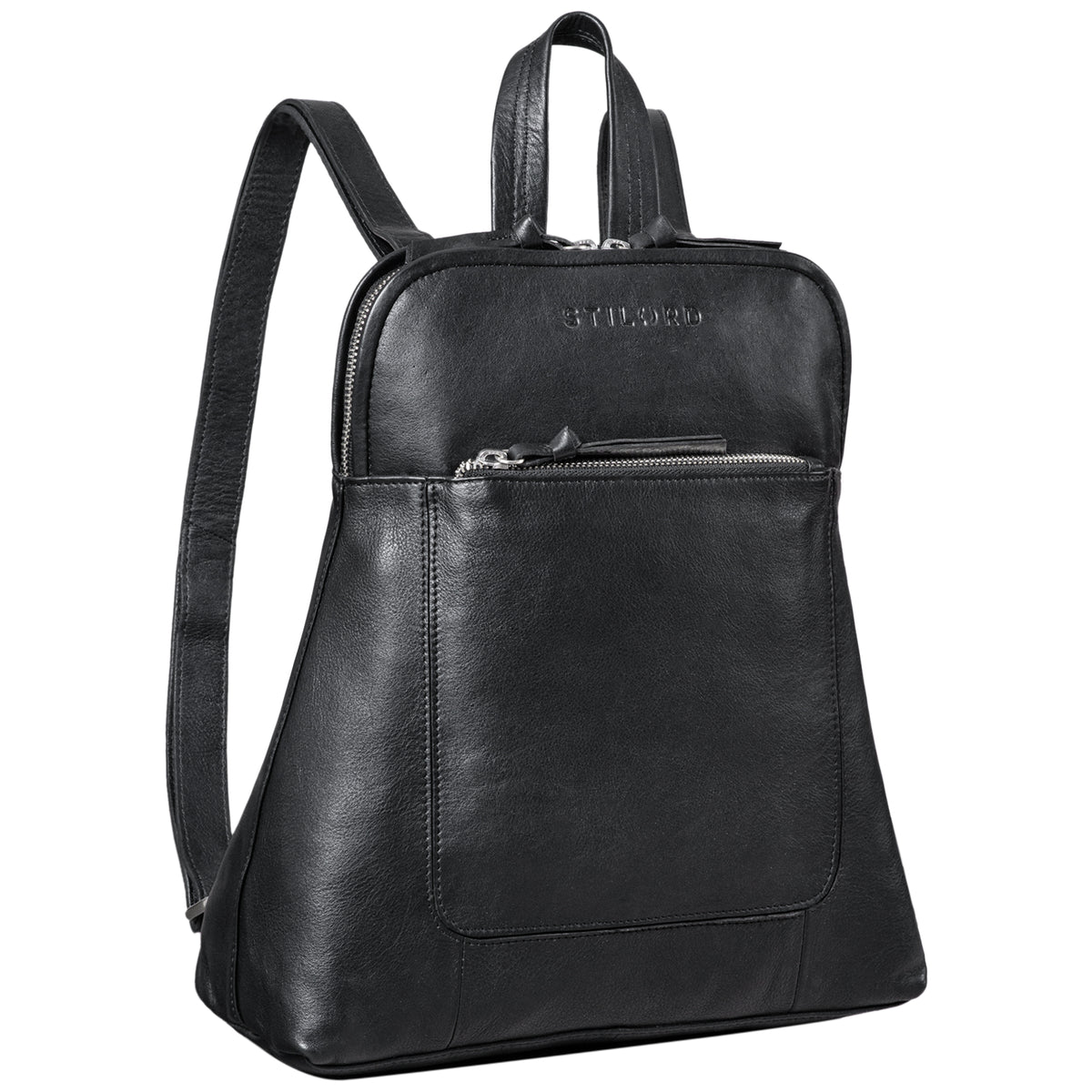 Leder Rucksacktasche schwarz