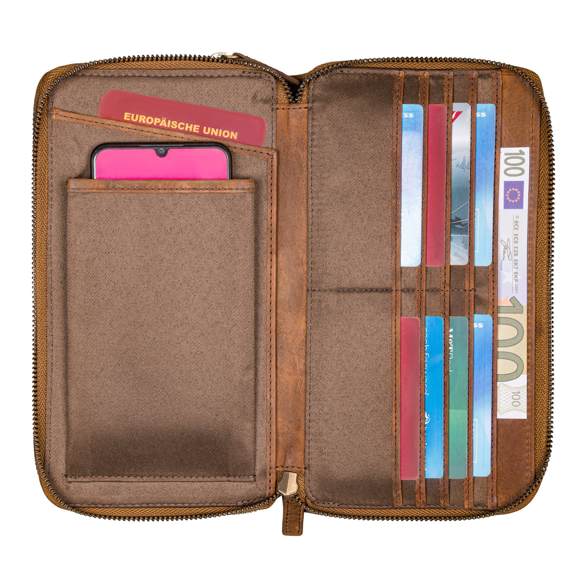 Leder Geldbörse und Handytasche