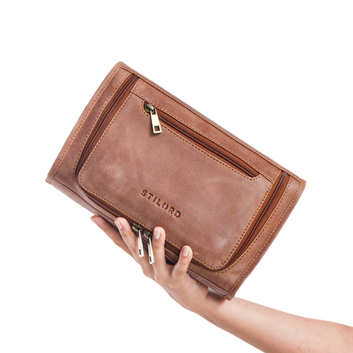 Damen Kosmetiktasche Leder Groß