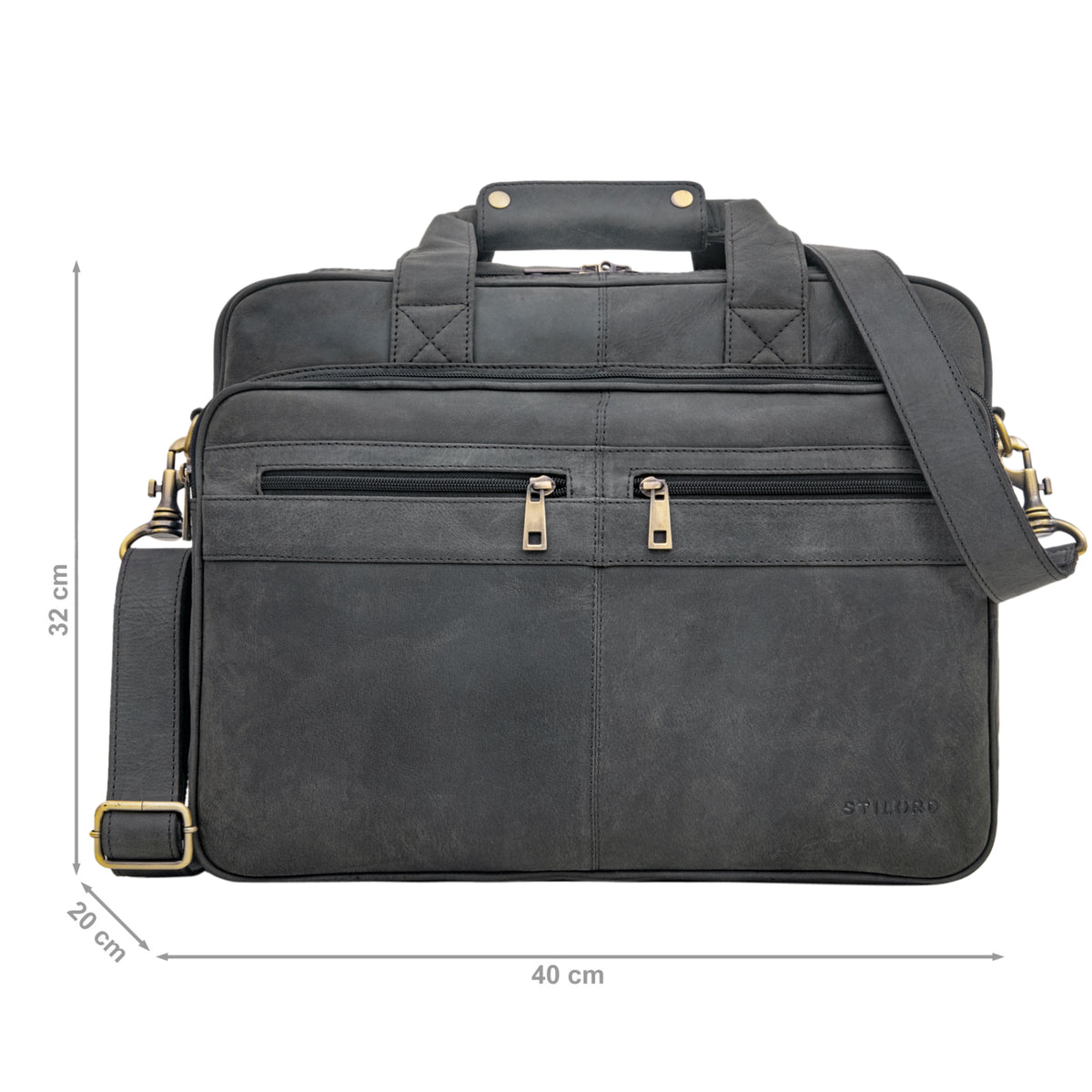 Graue Ledertasche Vintage Design